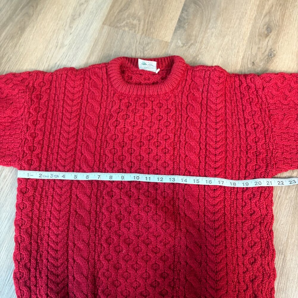 Cladyknit vintage Irish Fisherman Sweater red M medium wool cable knit Ireland - Picture 8 of 8